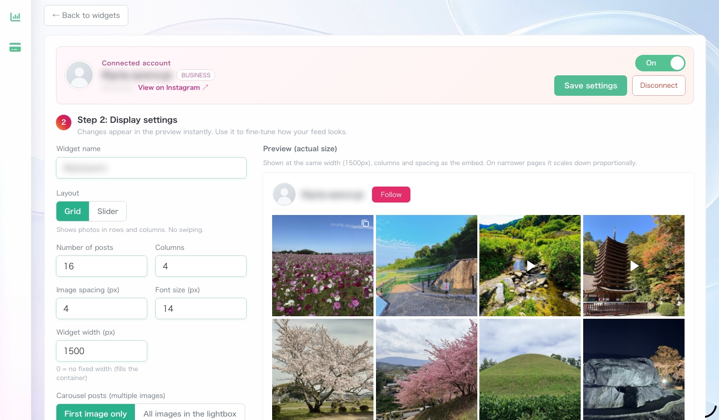 Customizing the widget layout while checking the preview